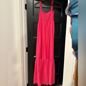Lulus pink smocked maxi dress small